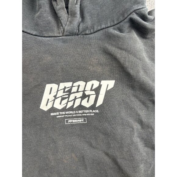 Mr. Beast Pullover Hoodie Men's Large Black Sweatshirt Kangaroo Pocket Graphic - Picture 2 of 8